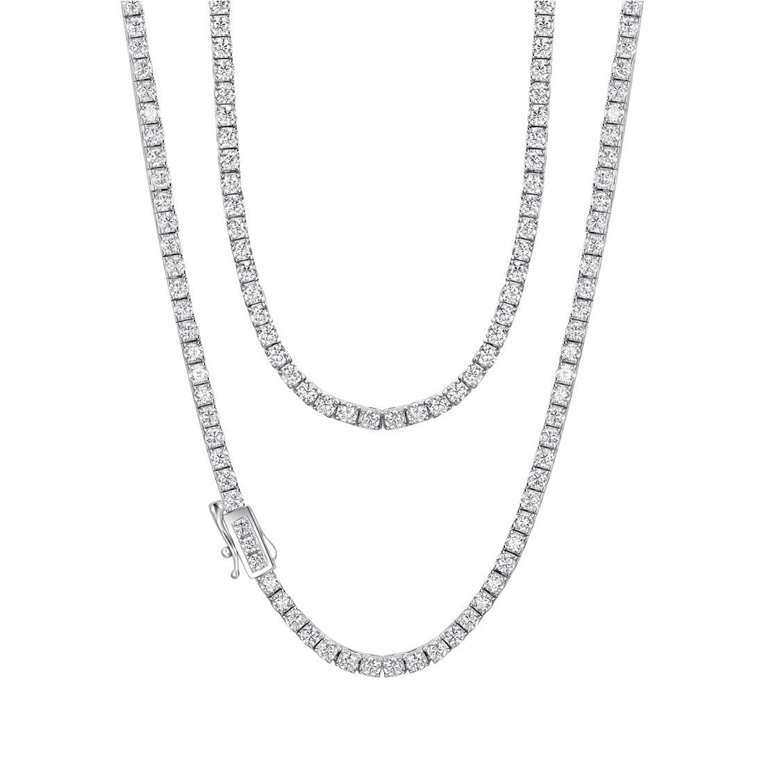 Round Geometric Moissanite Tennis Chain  925 Sterling Silver Necklace