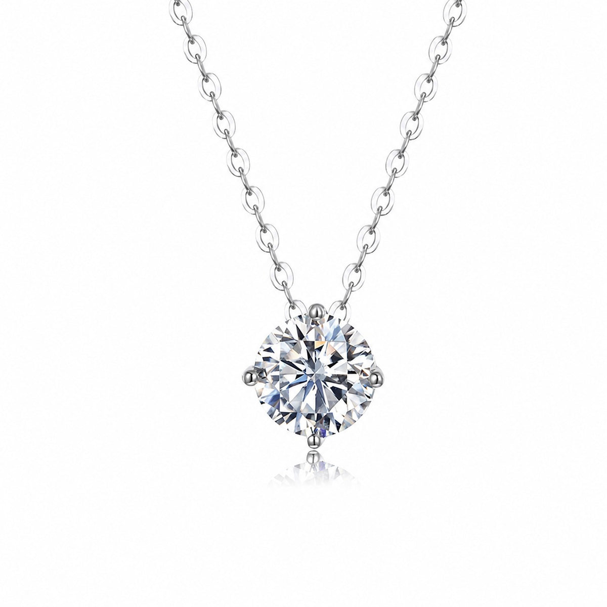Minimalist Moissanite Four Prong  925 Silver Necklace