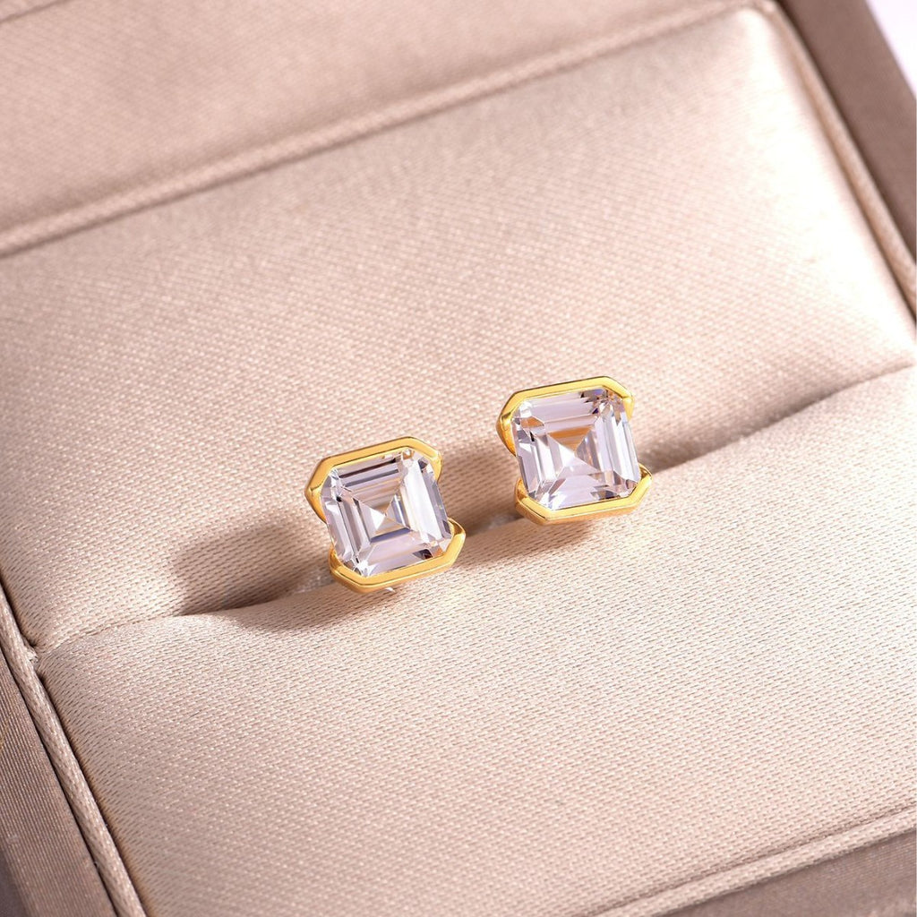 Square Moissanite 925 Sterling Silver Stud Earrings