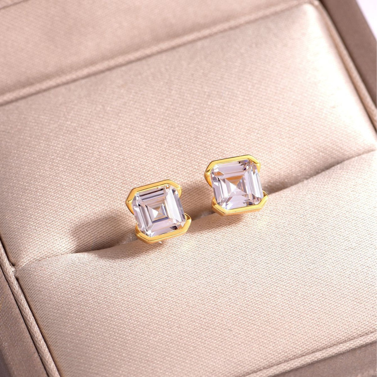 Square Moissanite 925 Sterling Silver Stud Earrings