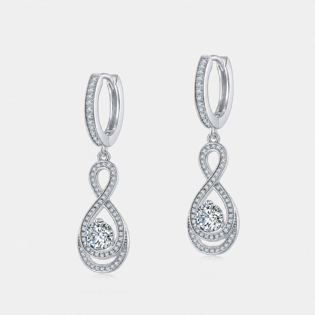 Moissanite Infinity Water Drop Hoop Drop Earrings   925 Silver Geometric Dangle Earrings