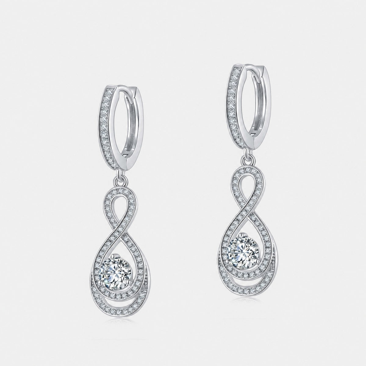 Moissanite Infinity Water Drop Hoop Drop Earrings   925 Silver Geometric Dangle Earrings