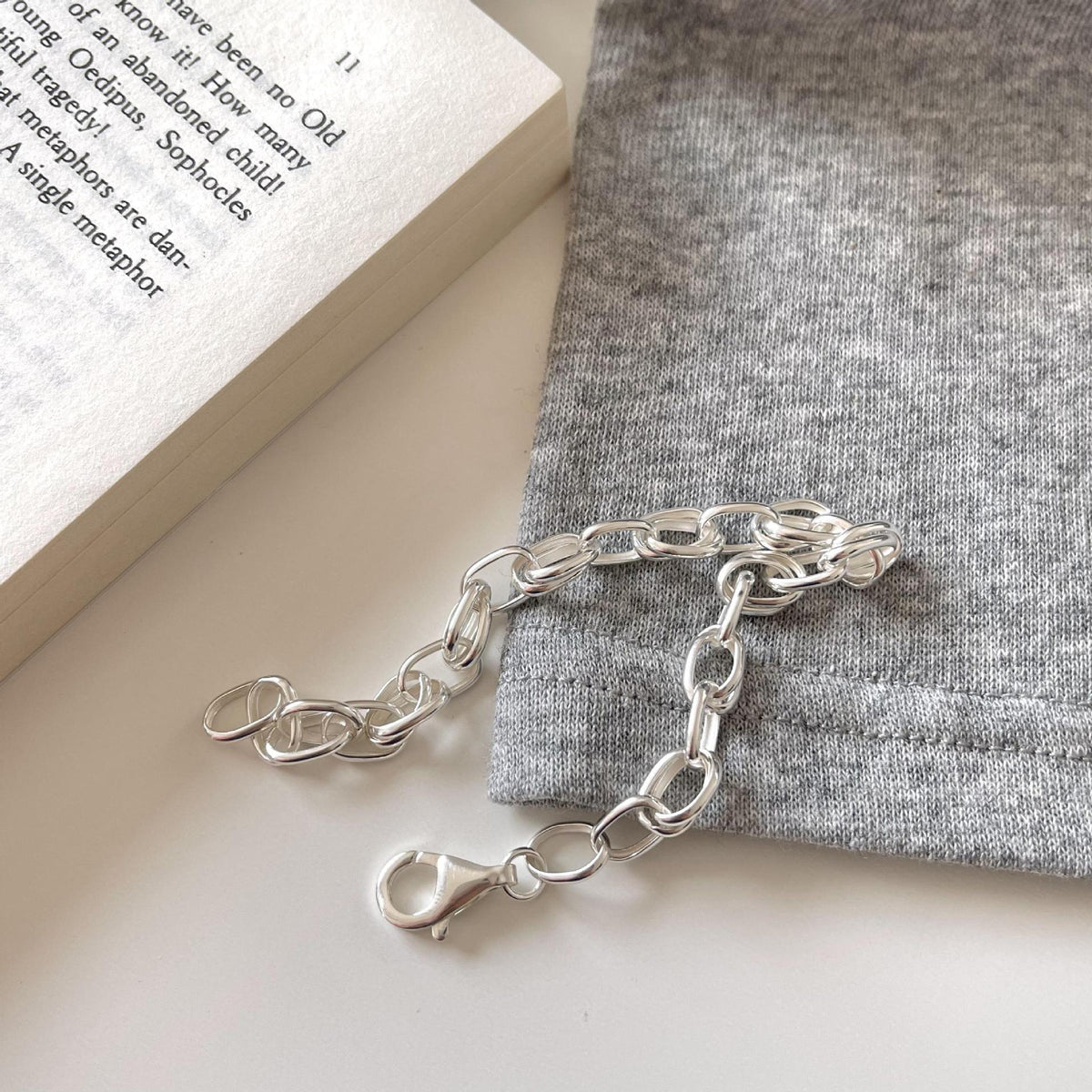 Modern Irregular Curb Chain 925 Sterling Silver Bracelet