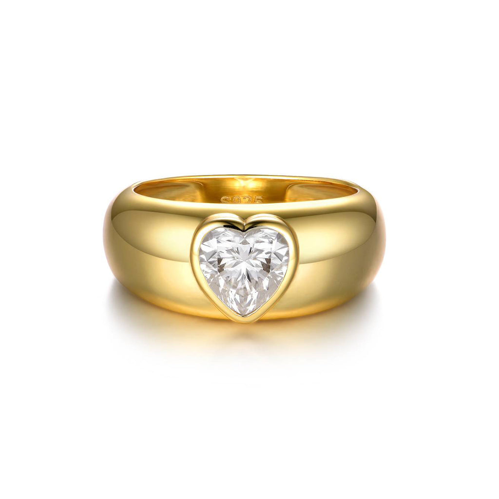Best selling Heart-Shaped Moissanite Thick  Band 925 Sterling Silver Ring