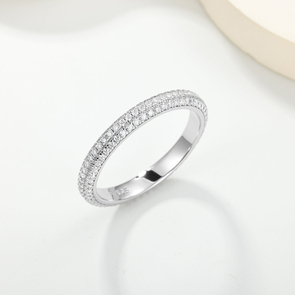 Three Row Full Set Ring Moissanite 925 Sterling Silver Ring