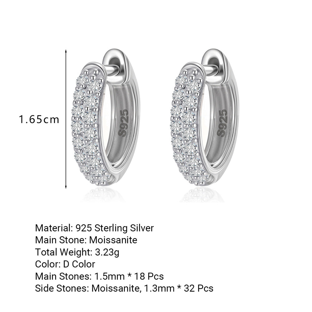 Small Hoop Earrings with Cluster Set Moissanite 925 Sterling Silver Earrings