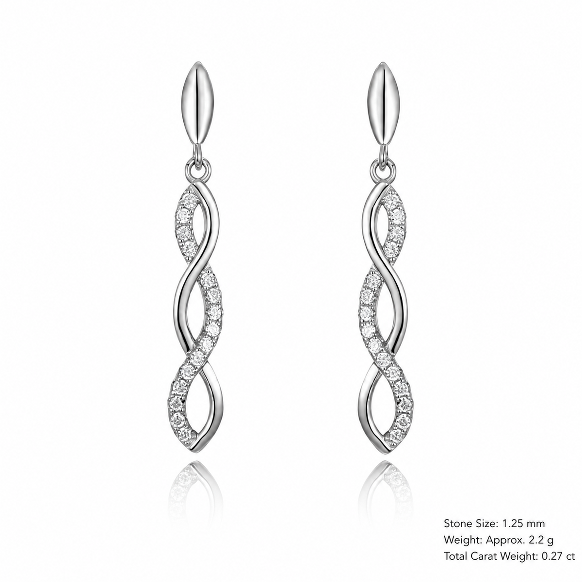 Moissanite Twist Infinity Drop Earrings In 925 Sterling Silver Geometric Dangle Earrings