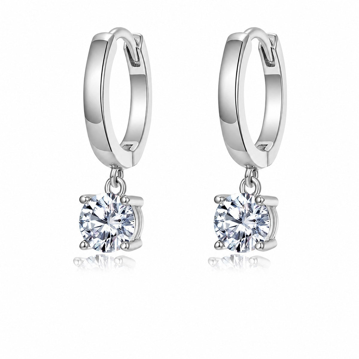 Round Moissanite Hoop Earrings 925 Sterling Silver Drop Earrings