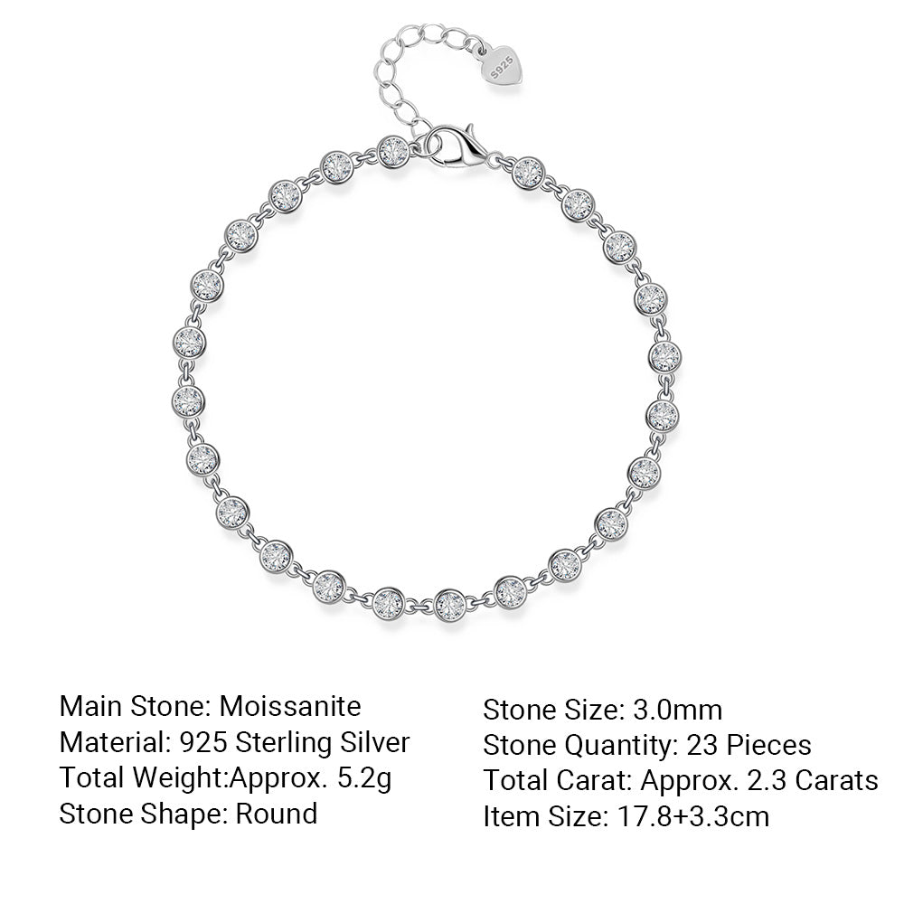 Luxury Bubble Chain Mocanite 925 Sterling Silver Bracelet