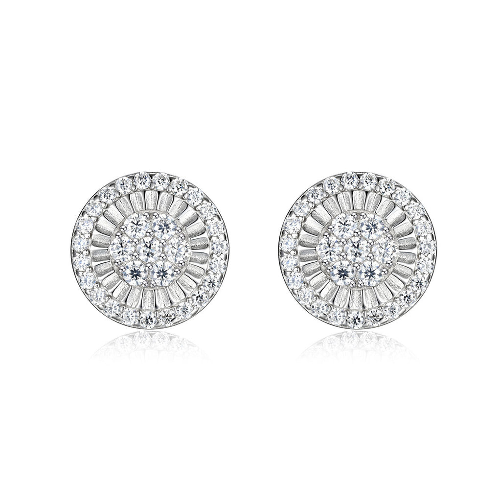 Round Daisy Halo Moissanite  925 Sterling Silver Stud Earrings