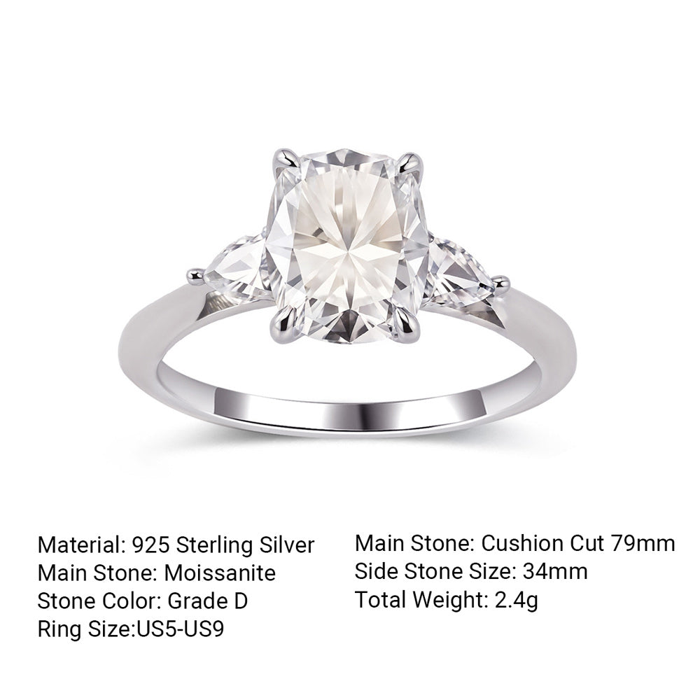Sophisticated and Exquisite Moissanite 925 Sterling Silver Ring