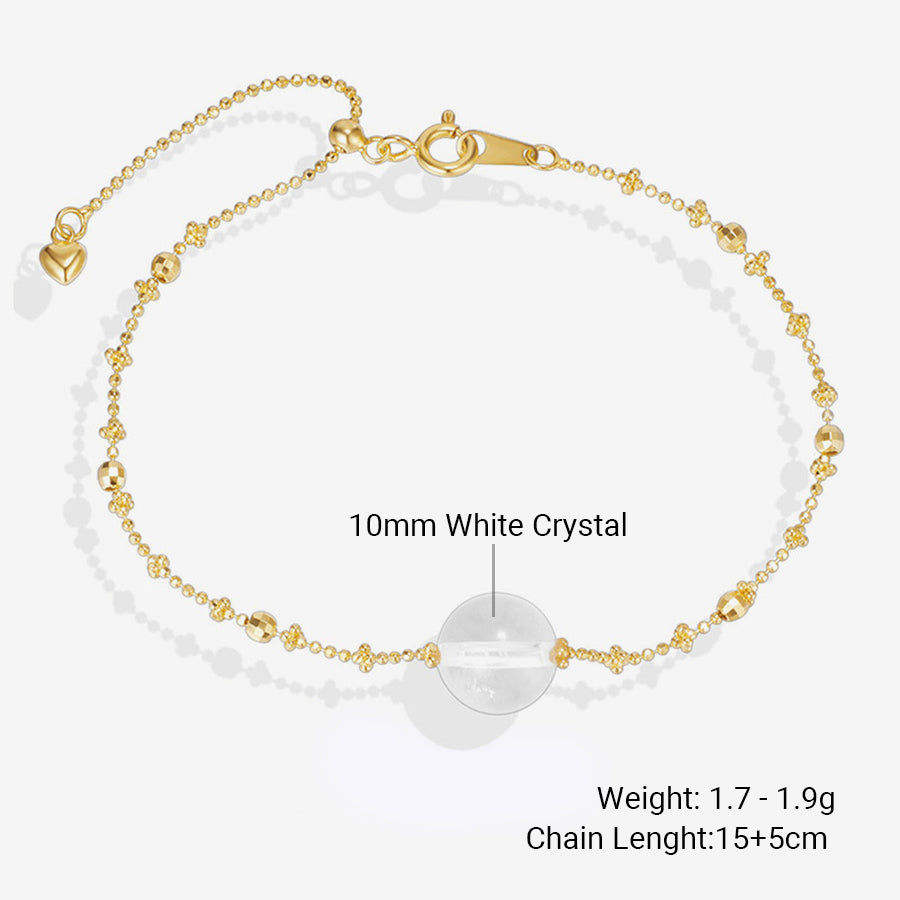 Elegant Geometric Design Clear Crystal Beaded Silver Adjustable Bracelet