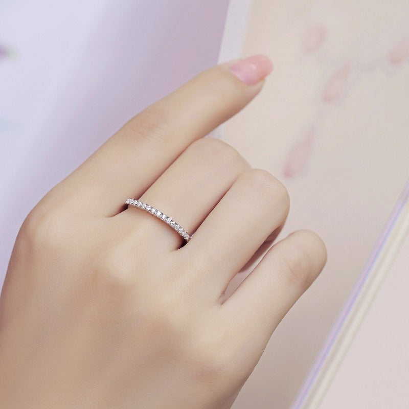 Moissanite Geometric Design Minimalist Fashion Silver 925 Sterling Silver Adjustable Ring