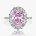 Women 5.6 Carats Oval Created High Carbon Diamond 925 Sterling Silver Ring