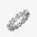 Beautiful White CZ Four Leaves Flower 925 Sterling Silver Adjustable Ring