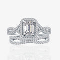Fashion 2 Pieces Stacker Baguette Cross 925 Sterling Silver Ring